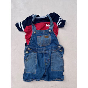 12 months baby lee overalls and shirt set